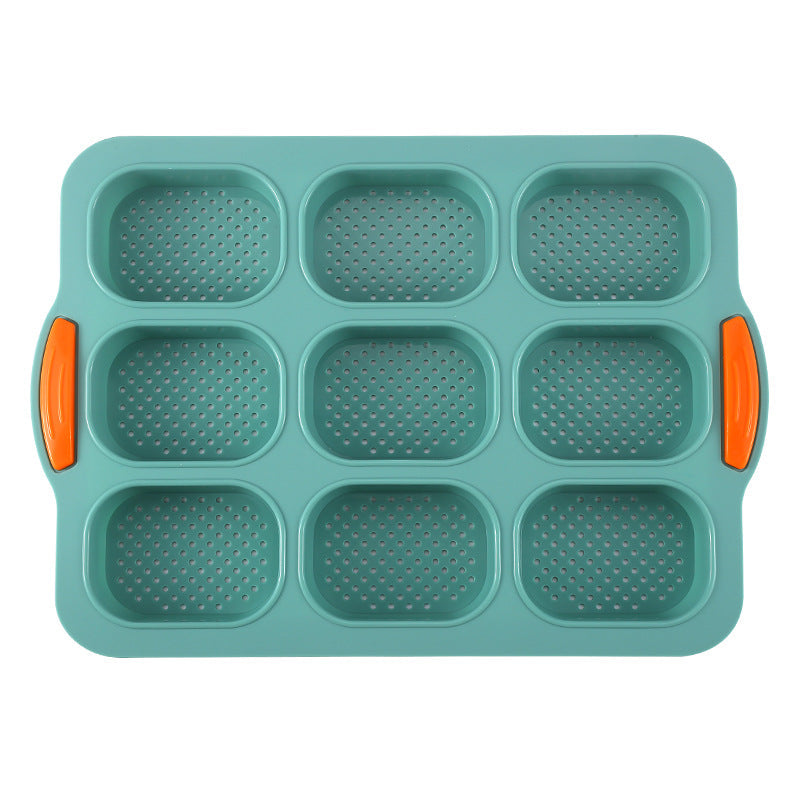 Elosung Green Silicone Mini Bread Loaf Baking Mold Non Stick 8 Cavity Bakeware Pan With Handles For Cakes And Muffin Pans & Baking Moulds