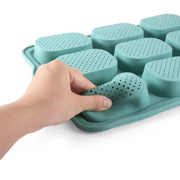 Elosung Green Silicone Mini Bread Loaf Baking Mold Non Stick 8 Cavity Bakeware Pan With Handles For Cakes And Muffin Pans & Baking Moulds