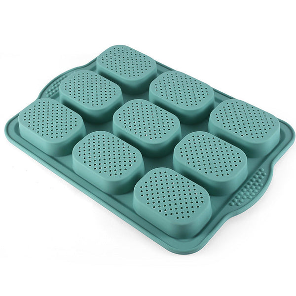 Elosung Green Silicone Mini Bread Loaf Baking Mold Non Stick 8 Cavity Bakeware Pan With Handles For Cakes And Muffin Pans & Baking Moulds