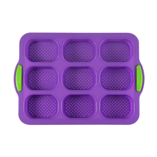 Elosung Purple Silicone Mini Bread Loaf Baking Mold Non Stick 8 Cavity Bakeware Pan With Handles For Cakes And Muffin Pans & Baking Moulds