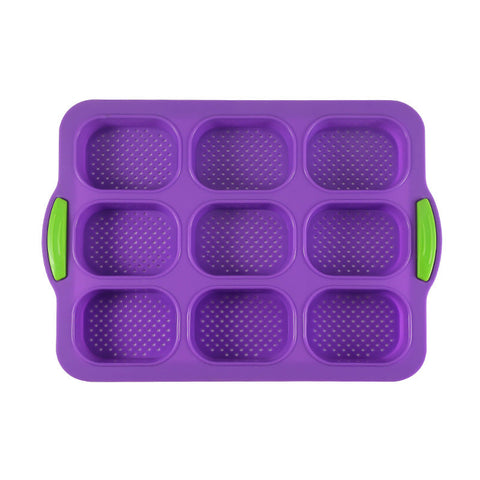 Elosung Purple Silicone Mini Bread Loaf Baking Mold Non Stick 8 Cavity Bakeware Pan With Handles For Cakes And Muffin Pans & Baking Moulds