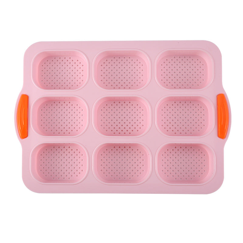 Elosung Pink Silicone Mini Bread Loaf Baking Mold Non Stick 8 Cavity Bakeware Pan With Handles For Cakes And Muffin Pans & Baking Moulds