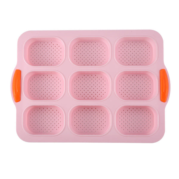 Elosung Pink Silicone Mini Bread Loaf Baking Mold Non Stick 8 Cavity Bakeware Pan With Handles For Cakes And Muffin Pans & Baking Moulds