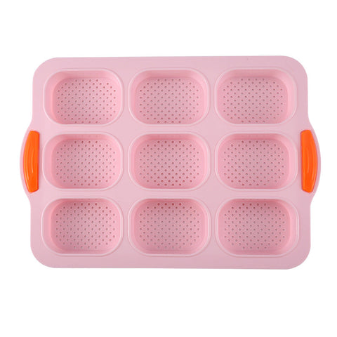 Elosung Pink Silicone Mini Bread Loaf Baking Mold Non Stick 8 Cavity Bakeware Pan With Handles For Cakes And Muffin Pans & Baking Moulds