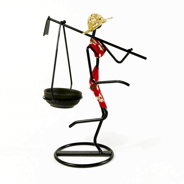 Elosung Red Dress Modern Iron Art Candle Holder Stylish Decorative Stand For Living Room Dining And Study Candle Holders & Accessories