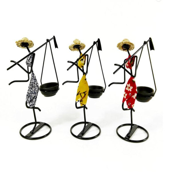 Elosung Gold Modern Iron Art Candle Holder Stylish Decorative Stand For Living Room Dining And Study Sculptures & Figurines