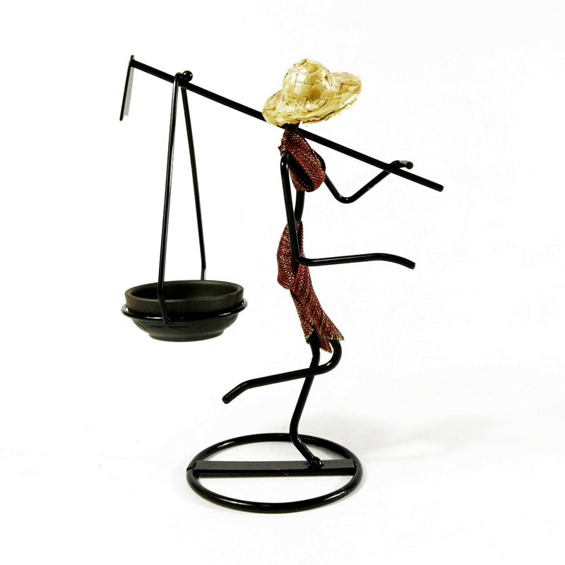 Elosung Red Dress Modern Iron Art Candle Holder Stylish Decorative Stand For Living Room Dining And Study Candle Holders & Accessories