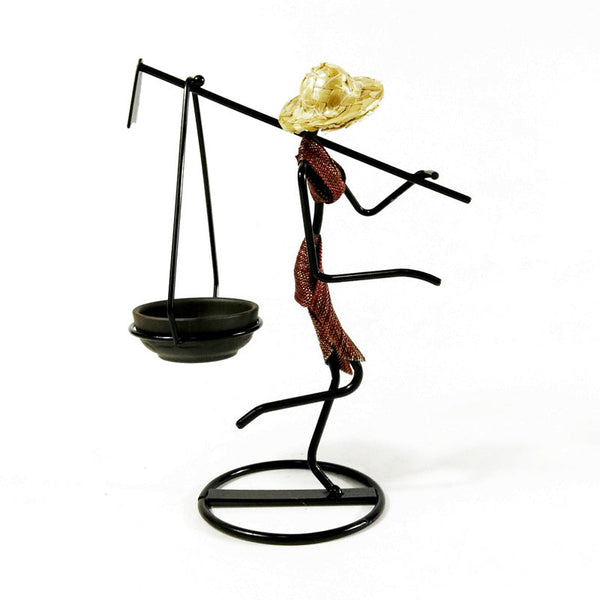 Elosung Red Dress Modern Iron Art Candle Holder Stylish Decorative Stand For Living Room Dining And Study Candle Holders & Accessories