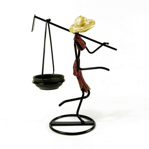 Elosung Red Dress Modern Iron Art Candle Holder Stylish Decorative Stand For Living Room Dining And Study Candle Holders & Accessories