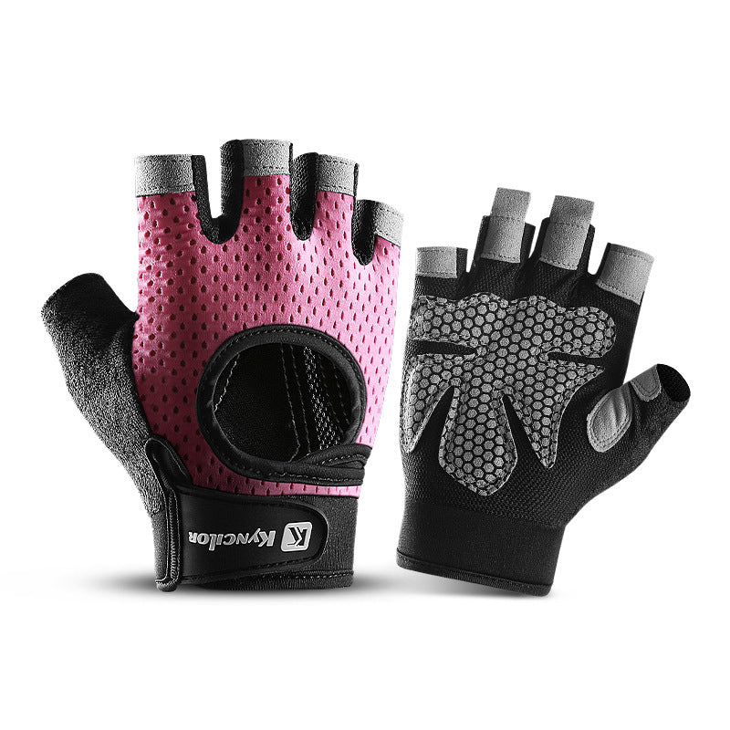Elosung Xl Pink Fingerless Sports Non Slip Silicone Palm Pads For Cycling Weightlifting And Fitness Training Gloves