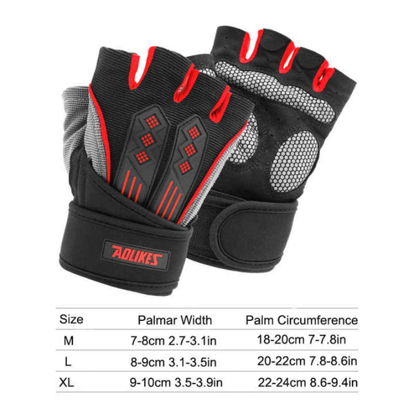 Elosung M Red Fingerless Workout Gloves With Wrist Support Non Slip Breathable Gym For Weightlifting And Cycling Gloves Straps & Hooks