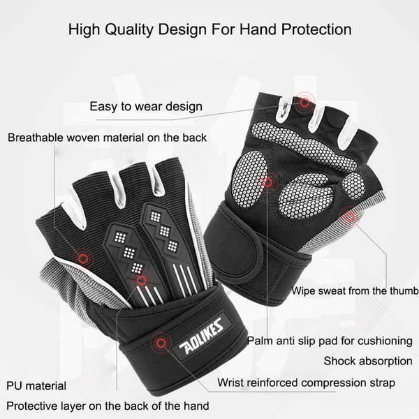 Elosung Xl Red Fingerless Workout Gloves With Wrist Support Non Slip Breathable Gym For Weightlifting And Cycling Gloves Straps & Hooks