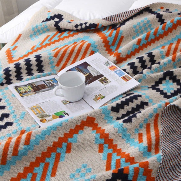 Elosung 70X100cm Bohemian Woven Throw Blanket Soft Decorative Sofa Cover With Tassels For Living Room And Bedroom Blankets