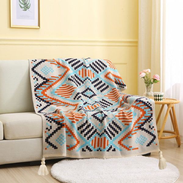 Elosung 130X200cm Bohemian Woven Throw Blanket Soft Decorative Sofa Cover With Tassels For Living Room And Bedroom Throws & Afghans