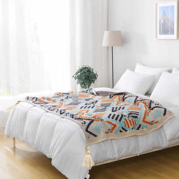 Elosung 130X200cm Bohemian Woven Throw Blanket Soft Decorative Sofa Cover With Tassels For Living Room And Bedroom Throws & Afghans