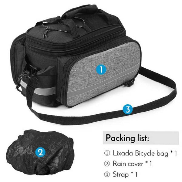 Elosung Black Insulated Bike Rear Rack Bag Waterproof Storage With Soft Pe Padding For Cycling Carrier & Pannier Racks
