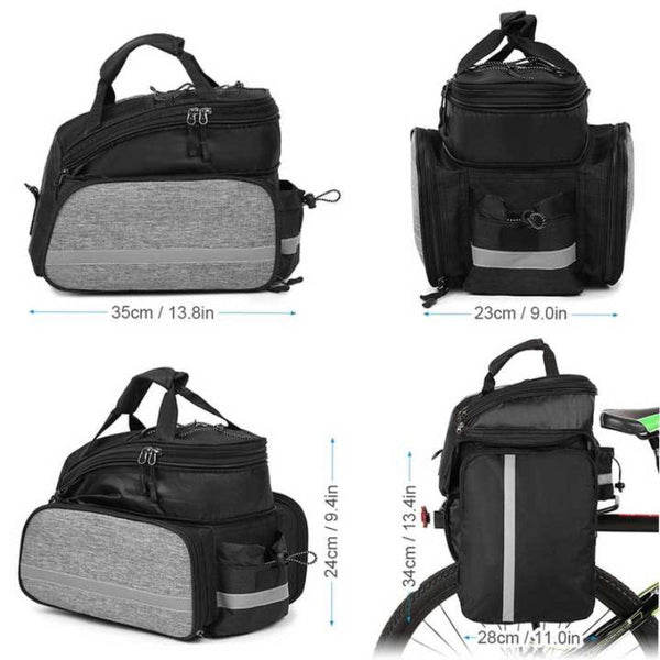 Elosung Black Insulated Bike Rear Rack Bag Waterproof Storage With Soft Pe Padding For Cycling Carrier & Pannier Racks