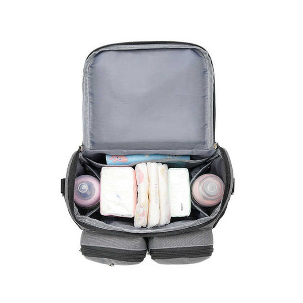 Elosung Grey Universal Stroller Organizer Bag Multi Pocket Hanging Storage For Little One Essentials Pram Cup Holders & Snack Trays
