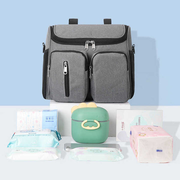 Elosung Black Universal Stroller Organizer Bag Multi Pocket Hanging Storage For Little One Essentials Pram Organisers & Nets