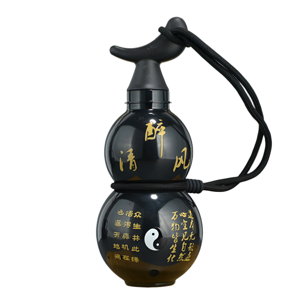 Elosung 750Ml Inspired Gourd Water Black Plastic Bottle Stylish Chinese Flask With Yin Yang Design Vacuum Flasks & Mugs