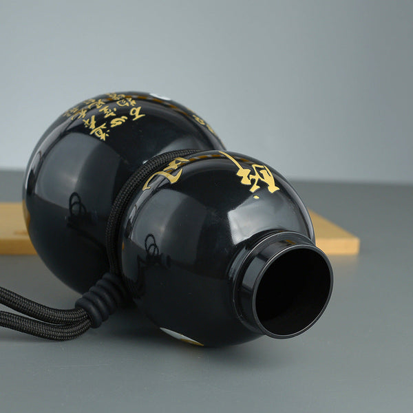 Elosung 750Ml Inspired Gourd Water Black Plastic Bottle Stylish Chinese Flask With Yin Yang Design Vacuum Flasks & Mugs