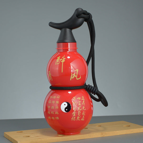Elosung 750Ml Inspired Gourd Water Red Plastic Bottle Stylish Chinese Flask With Yin Yang Design Vacuum Flasks & Mugs