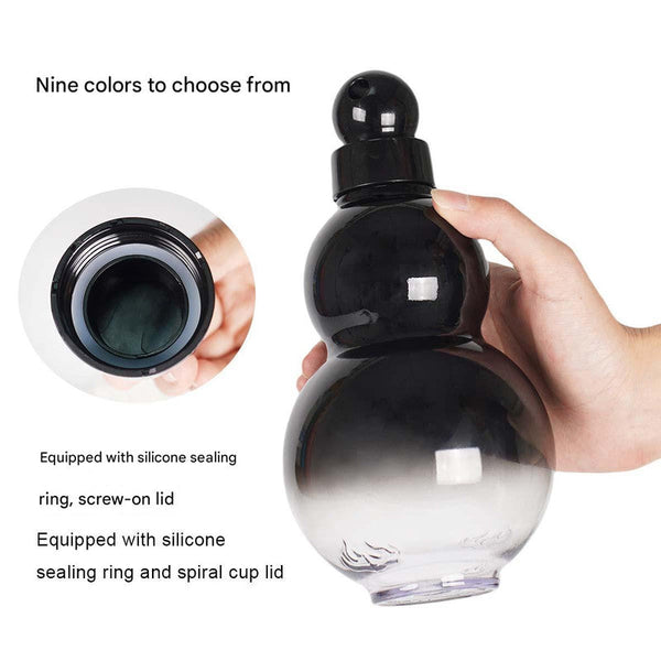 Elosung 32Oz Inspired Gourd Water Plastic Black Bottle Decorative Double Layer Flask With Calligraphy And Accessories Vacuum Flasks & Mugs