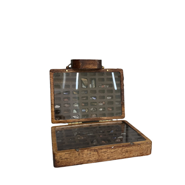 Veile Studios Elosung Brown Display Box Glass Lid Organizer For Rocks Jewelry And Collectibles Jewellery Boxes