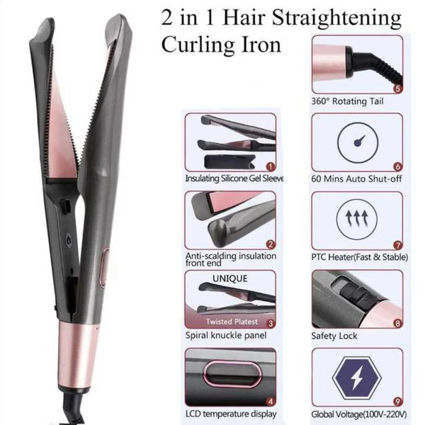 Elosung 2 In 1 Hair Straightener And Curler Ceramic Ionic Styling Tool For Smooth Wavy Straightening & Curling Irons