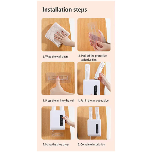 Elosung Green Wall Mounted Intelligent Shoe Dryer 360A Warm Air Fast Drying System With Constant Temperature Shoe Dryers