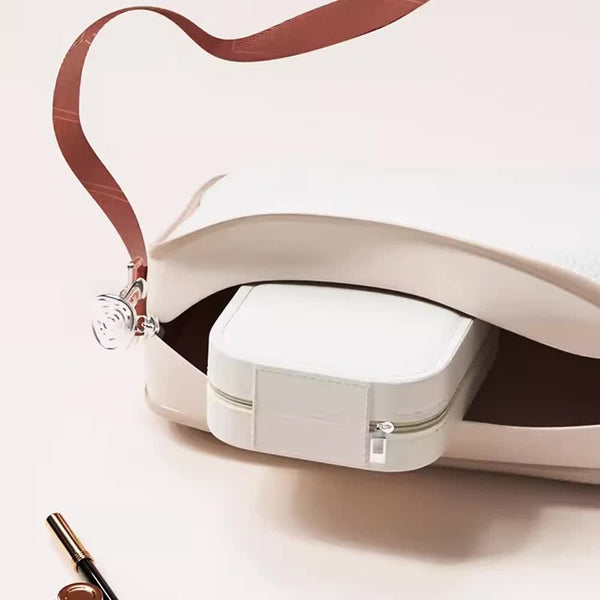 Veile Studios White Led Jewelry Box With Mirror Smart Light Adjustment And Dual Power Charging For Travel Home Jewellery Boxes