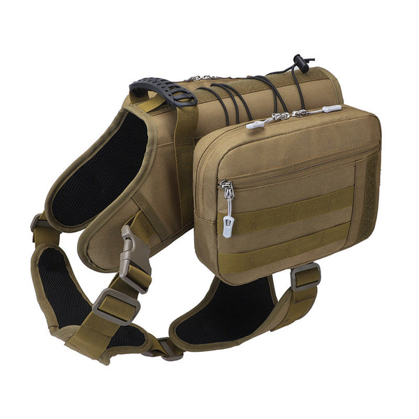 Elosung Khaki Dog Tactical Backpack Harness Outdoor Camouflage Saddle Bag For Dogs Harnesses