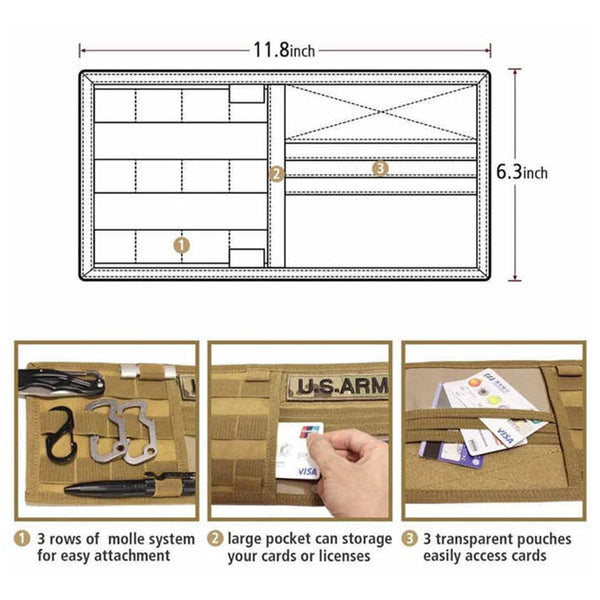 Elosung Black Car Sun Visor Organizer Tactical Molle Storage Panel With Multi Pocket Design Sun Visors