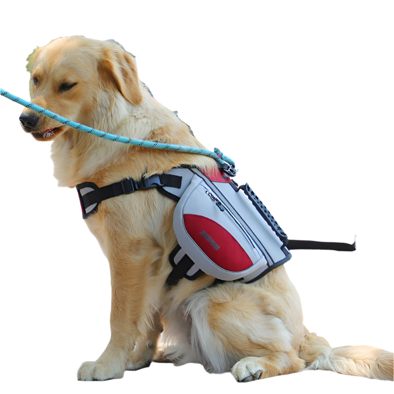 Elosung Red Reflective Dog Saddle Harness With Storage Bags Pet Backpack For Outdoor Adventures Pet Transport