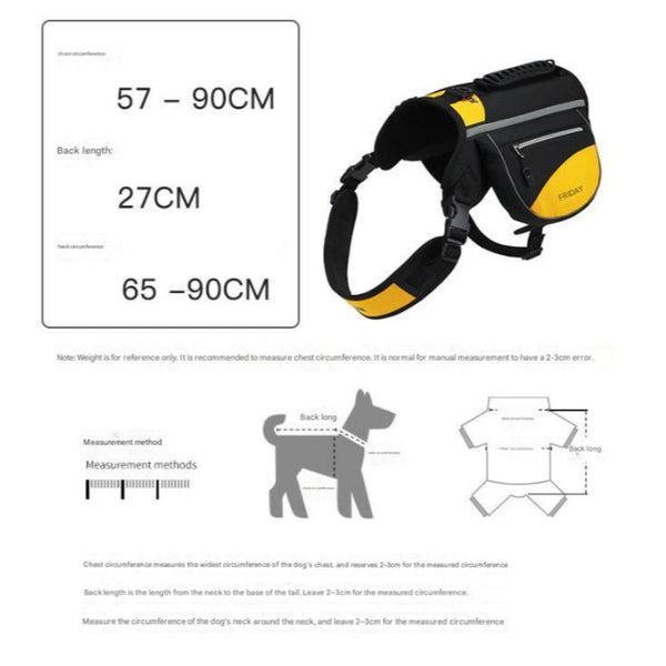 Elosung Red Reflective Dog Saddle Harness With Storage Bags Pet Backpack For Outdoor Adventures Pet Transport