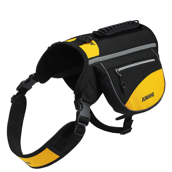 Elosung Yellow Reflective Dog Saddle Harness With Storage Bags Pet Backpack For Outdoor Adventures Harnesses