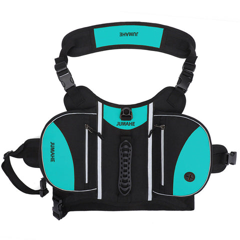 Elosung Blue Reflective Dog Saddle Harness With Storage Bags Pet Backpack For Outdoor Adventures Harnesses
