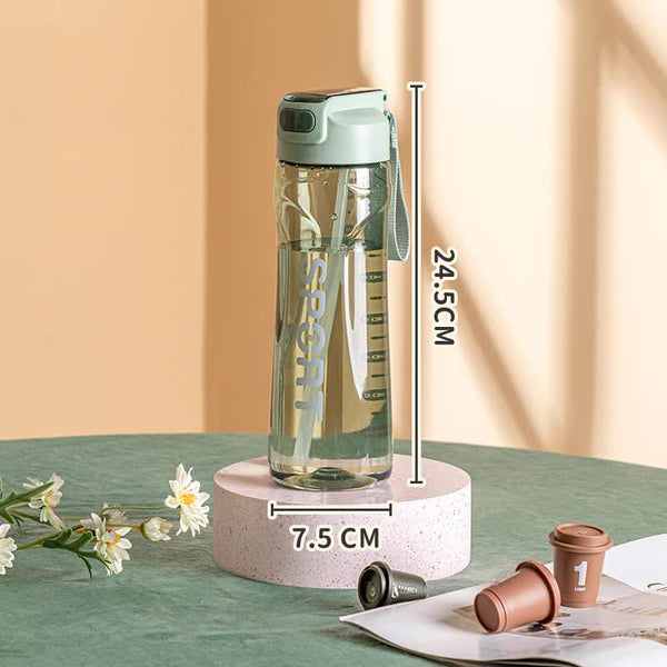 Elosung 800Ml Green Sport Water Bottle With Straw Leak Proof Bpa Free Reusable Hydration Flask Water Bottles