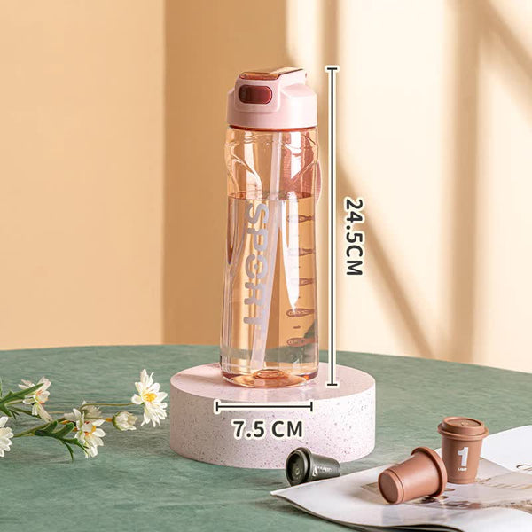 Elosung 800Ml Pink Sport Water Bottle With Straw Leak Proof Bpa Free Reusable Hydration Flask Water Bottles