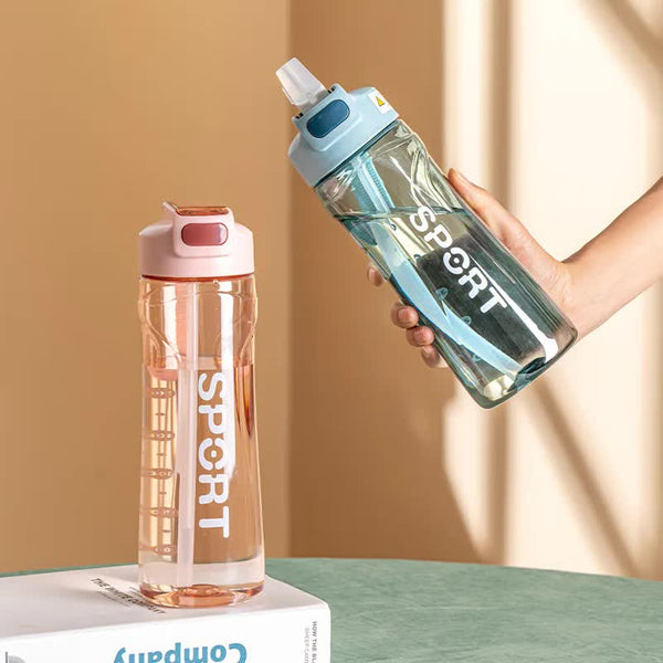 Elosung 800Ml Pink Sport Water Bottle With Straw Leak Proof Bpa Free Reusable Hydration Flask Water Bottles