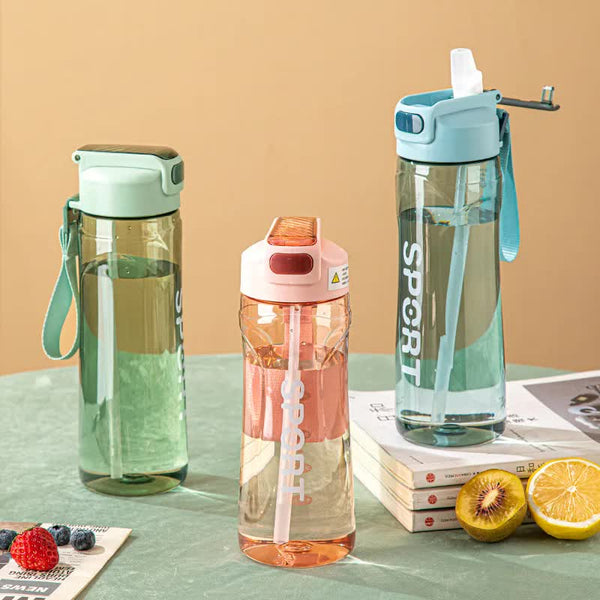 Elosung 800Ml Pink Sport Water Bottle With Straw Leak Proof Bpa Free Reusable Hydration Flask Water Bottles