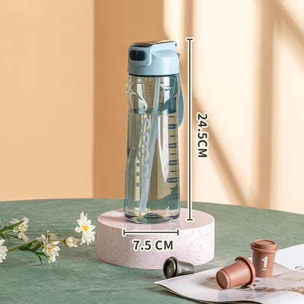 Elosung 800Ml Blue Sport Water Bottle With Straw Leak Proof Bpa Free Reusable Hydration Flask Water Bottles