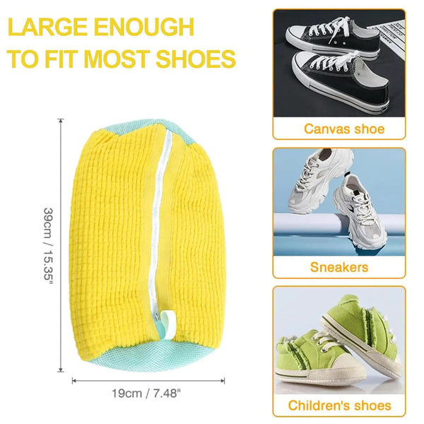 Elosung Grey Blue Shoe Mesh Protective Washing For Shoes With Zipper Design Laundry Bags
