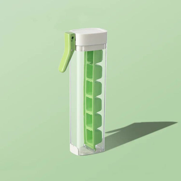 Green Ice Cube Maker Bottle Portable And Easy Release Tray For Drinks Ice Cubes Trays & Moulds