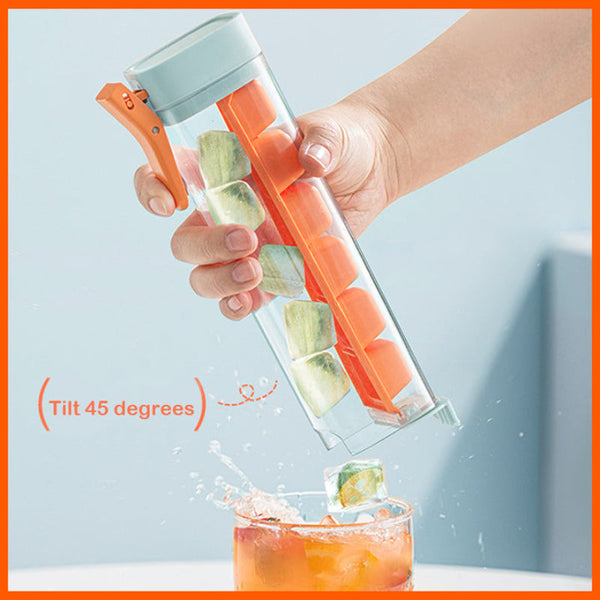 Green Ice Cube Maker Bottle Portable And Easy Release Tray For Drinks Ice Cubes Trays & Moulds