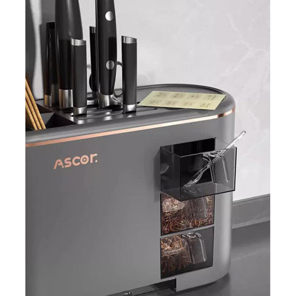 Elosung Black All In One Kitchen Knife And Utensil Holder Multi Functional Organiser With Storage Drawers Other Kitchen Storage