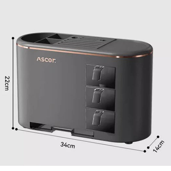 Elosung Black All In One Kitchen Knife And Utensil Holder Multi Functional Organiser With Storage Drawers Other Kitchen Storage