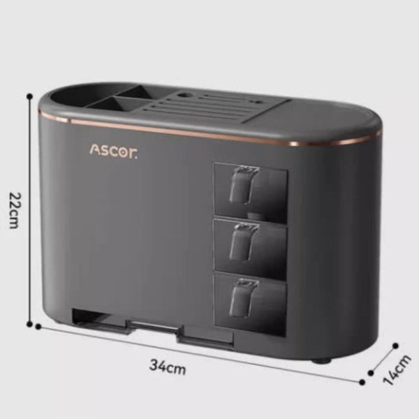 Elosung White All In One Kitchen Knife And Utensil Holder Multi Functional Organizer With Storage Drawers Racks & Holders