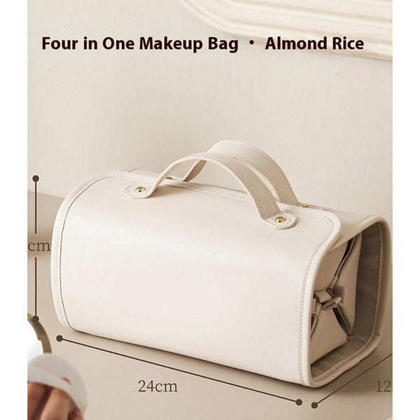 Elosung White Roll Up Travel Makeup Bag Compact Cosmetic Organizer With Multiple Compartments Makeup Bags & Cases