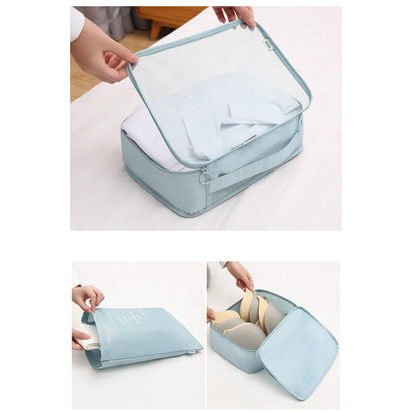 Elosung Black Travel Packing Cube Set 7 Piece Luggage Organizer For Clothes Toiletries And Accessories Packing Organisers